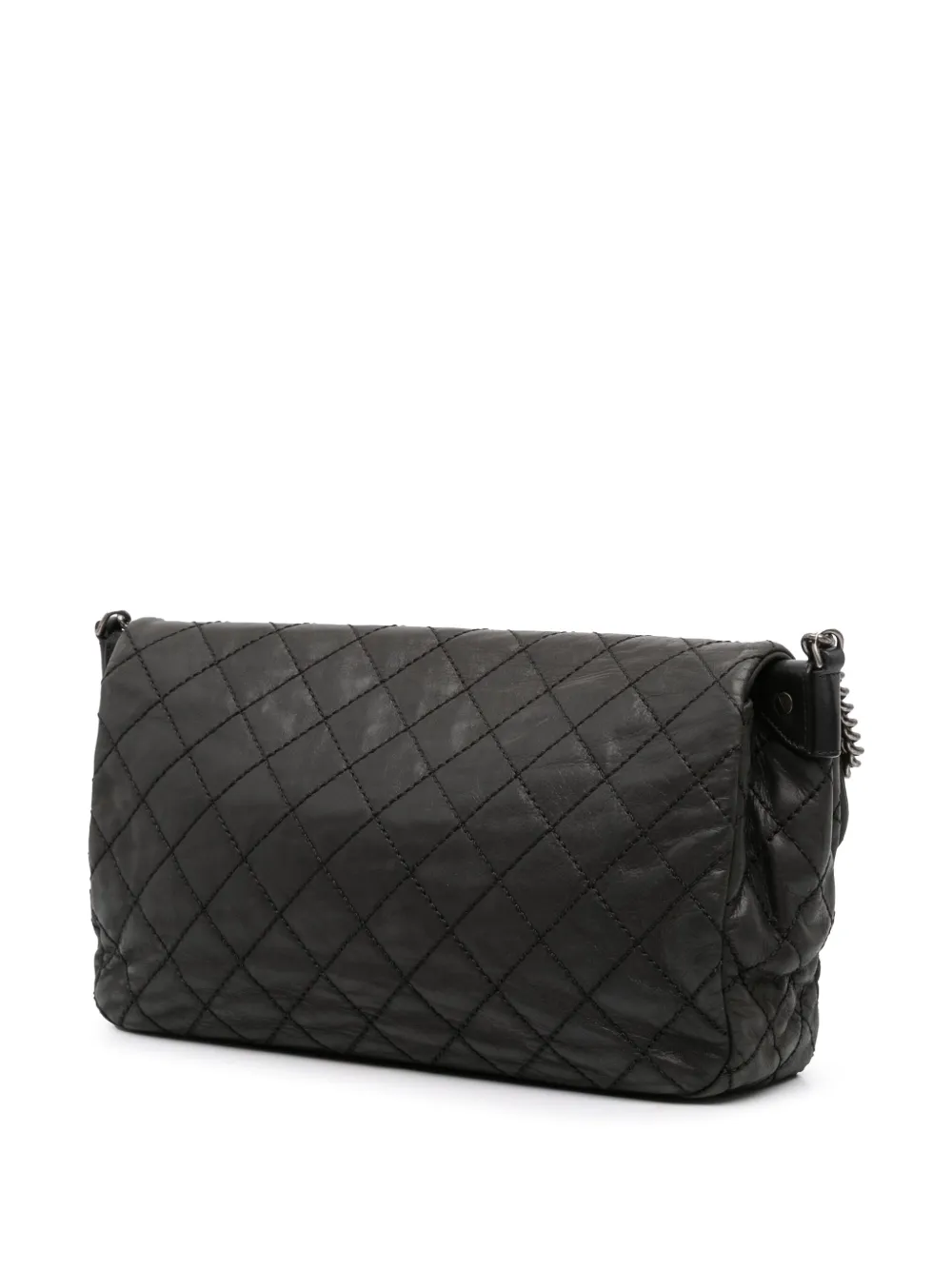 Pre-owned Chanel 2012-2013 Large Quilted Iridescent Calfskin Coco Daily Flap Crossbody Bag In Gray