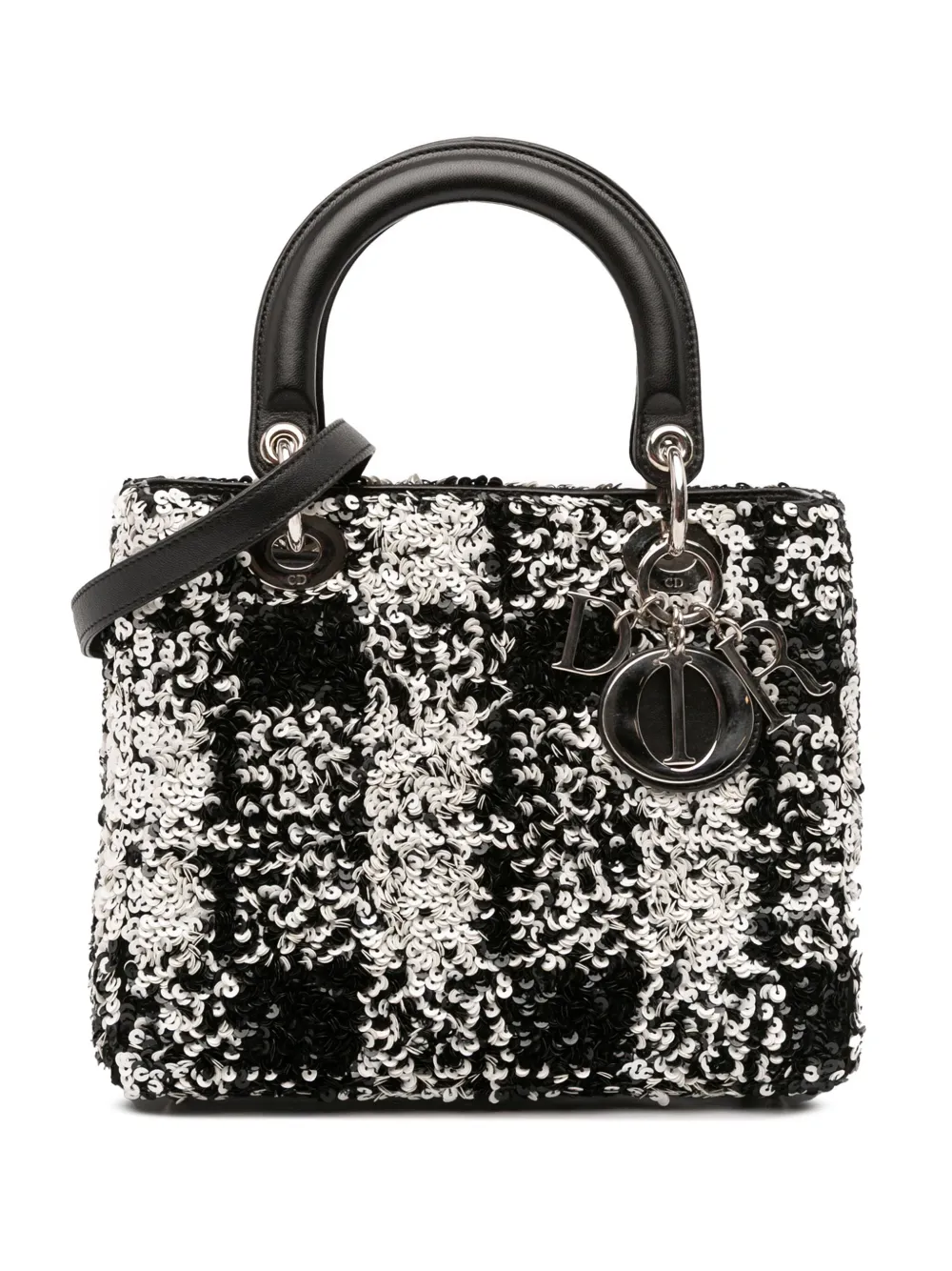 Christian Dior Pre-Owned 2014 Medium Lambskin Sequin Embellished Lady Dior satchel | Black | Image 1