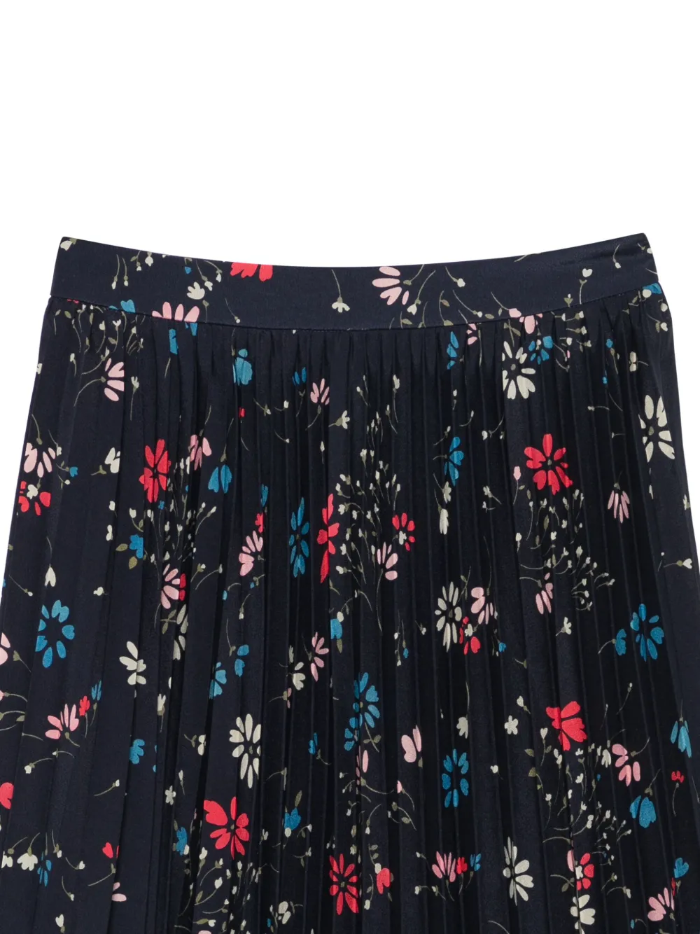 Pre-owned Balenciaga 2017 Floral-print Pleated Skirt In Blue