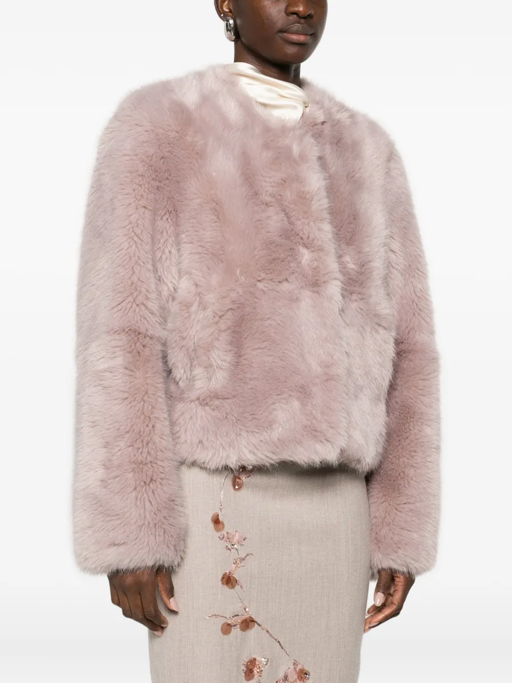 Stand Studio Halle Faux Fur Jacket In Pink