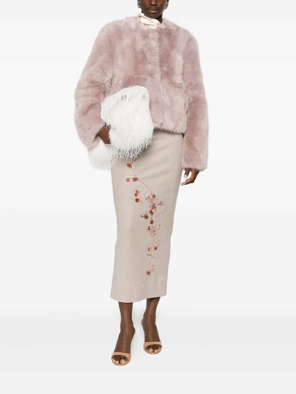 Stand Studio Halle Faux Fur Jacket In Pink