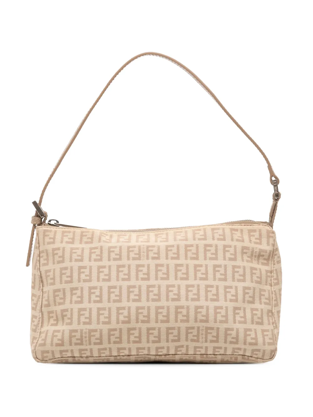 Pre-owned Fendi 2000-2010 Zucchino Canvas Pochette Shoulder Bag In Brown