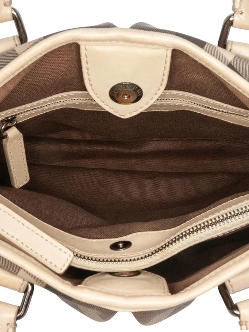Pre-owned Burberry 2000-2017 Smoke Check Coated Canvas Northfield Satchel In Brown