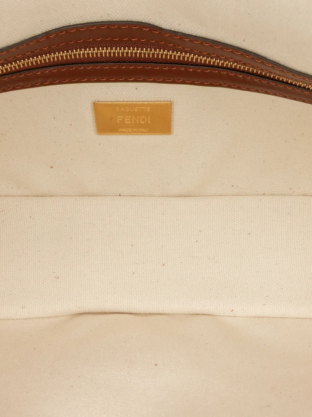Pre-owned Fendi 2010-2025 Sarah Coleman Zucca Embroidered Canvas Fish Eye Vertigo Baguette Satchel In Brown
