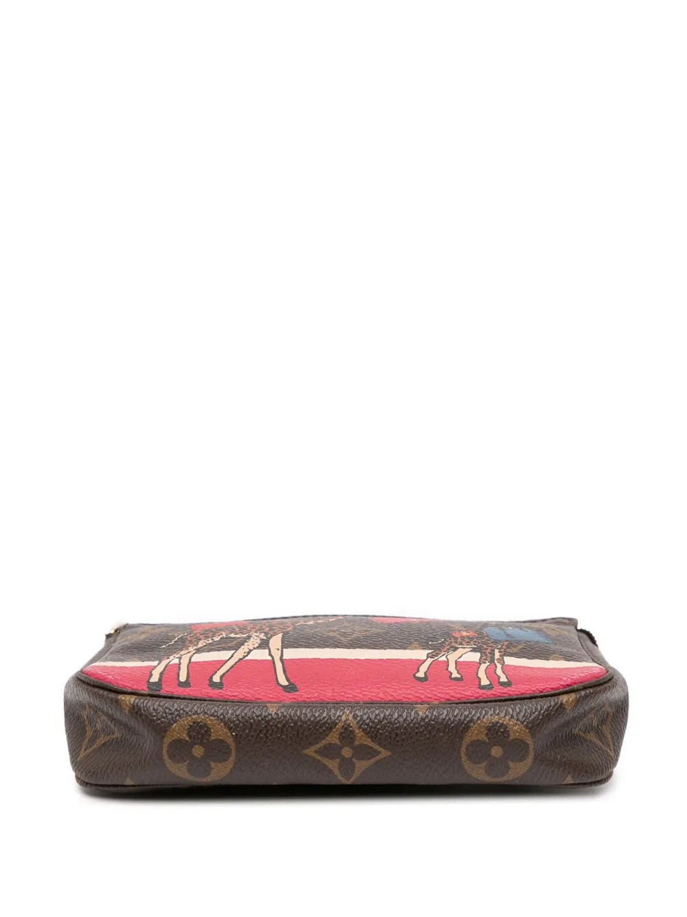 Pre-owned Louis Vuitton 2017 Monogram Giraffe Christmas Mini Pochette Accessoires Handbag In Brown