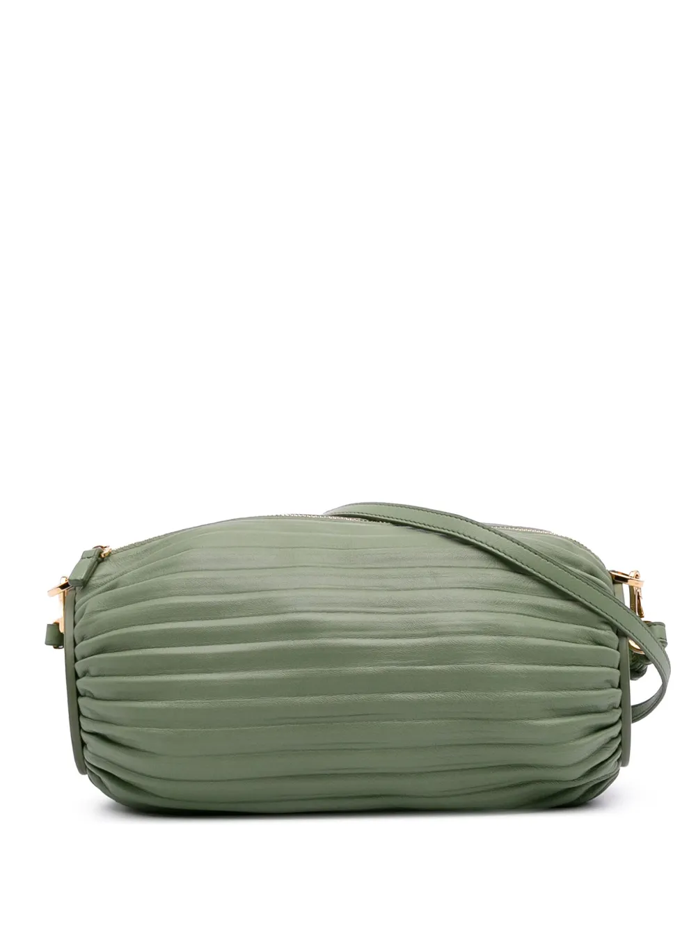 Loewe Pre-Owned 2022 プリーツ ラムスキン ブレスレット ポーチ ショルダーバッグ - グリーン