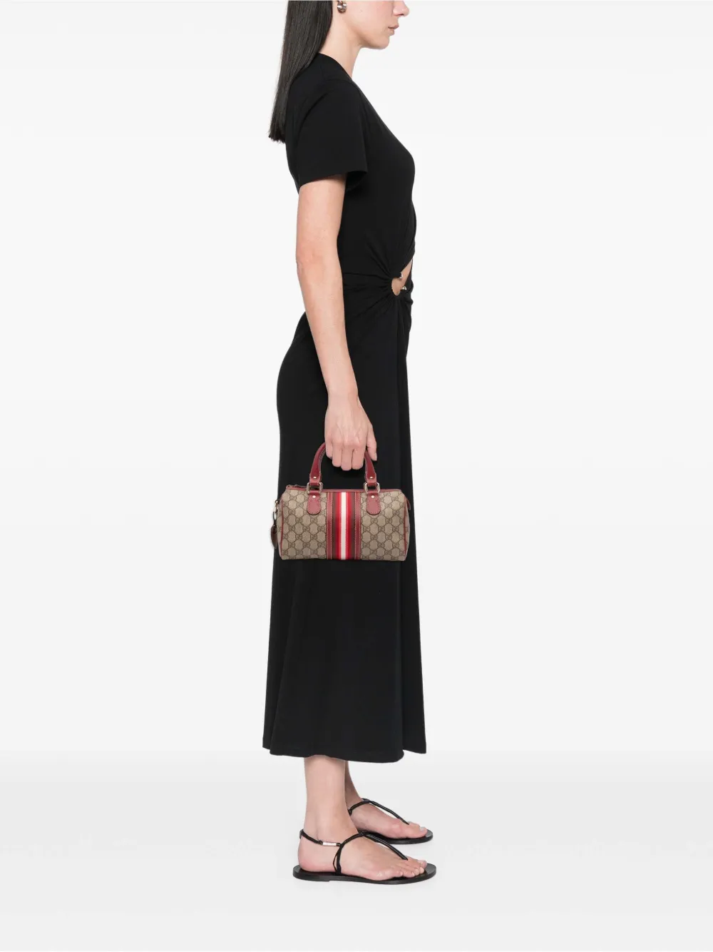 Pre-owned Gucci 2016-2025 Limited Edition Small Gg Supreme Web Joy Boston Bag In Brown