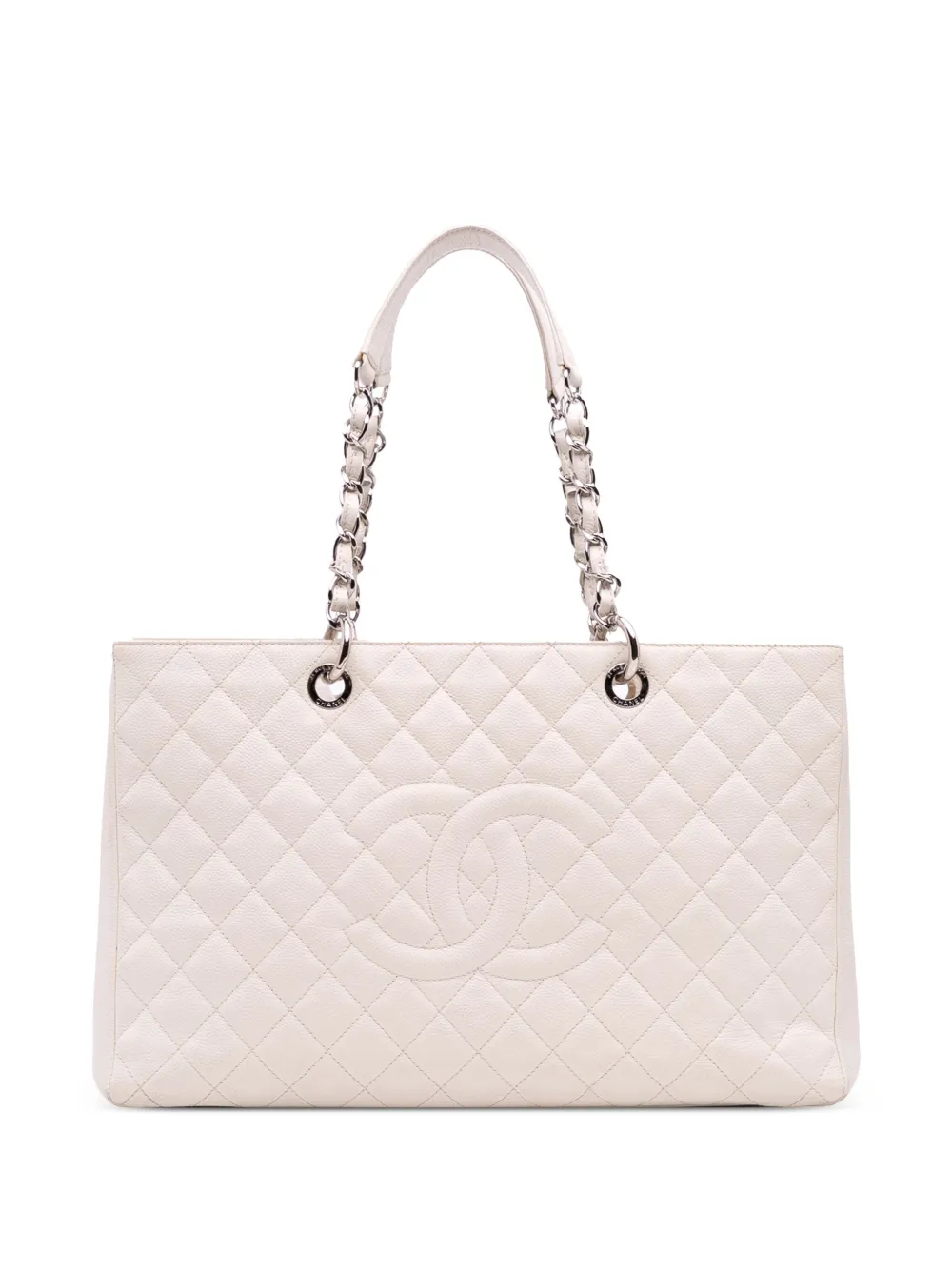 CHANEL Pre-Owned 2012-2013 キャビア グランド ショッピング XL トートバッグ - ホワイト
