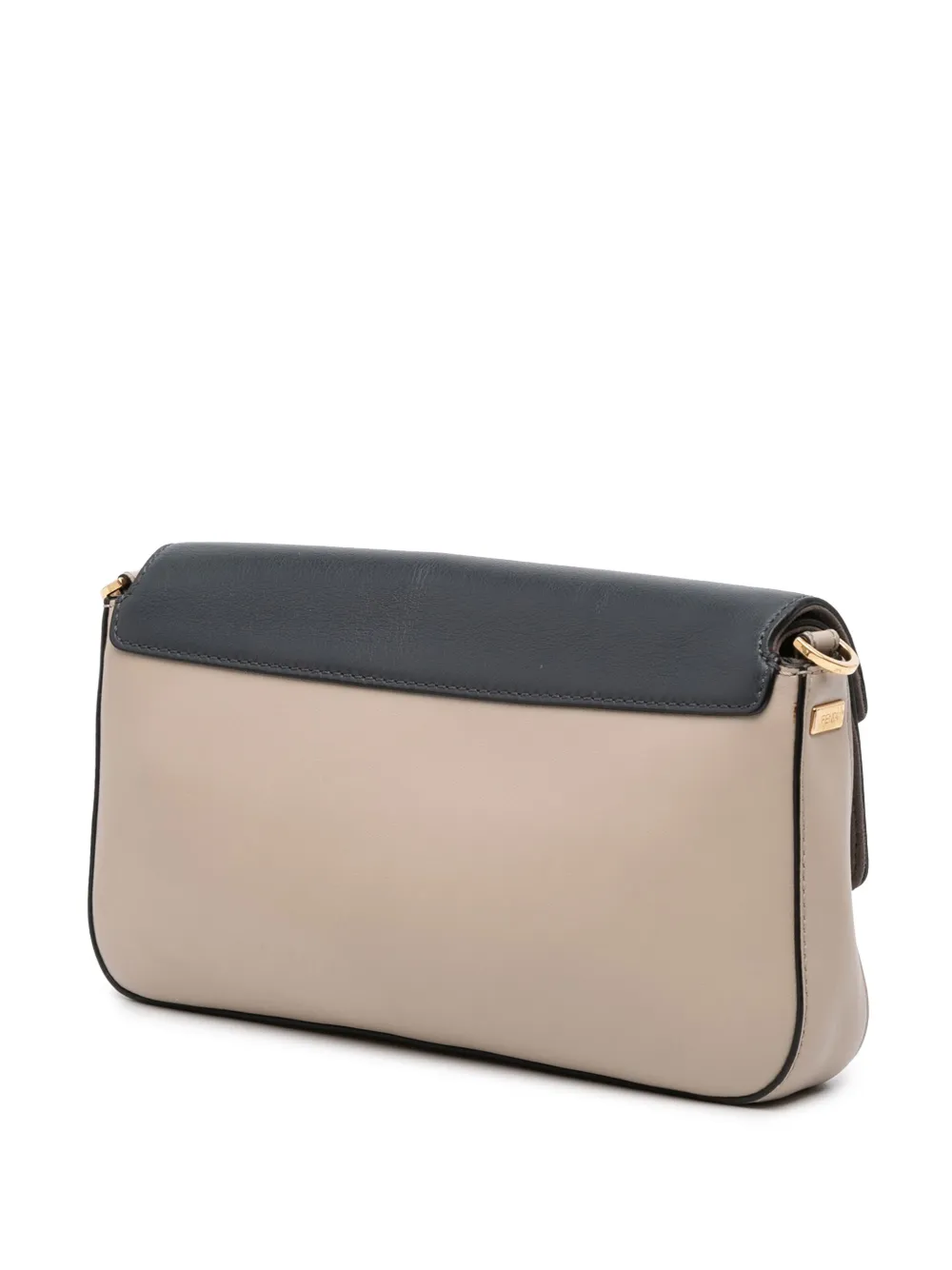 Pre-owned Fendi 2010-2025 Medium Calfskin Flip Baguette Crossbody Bag In Blue