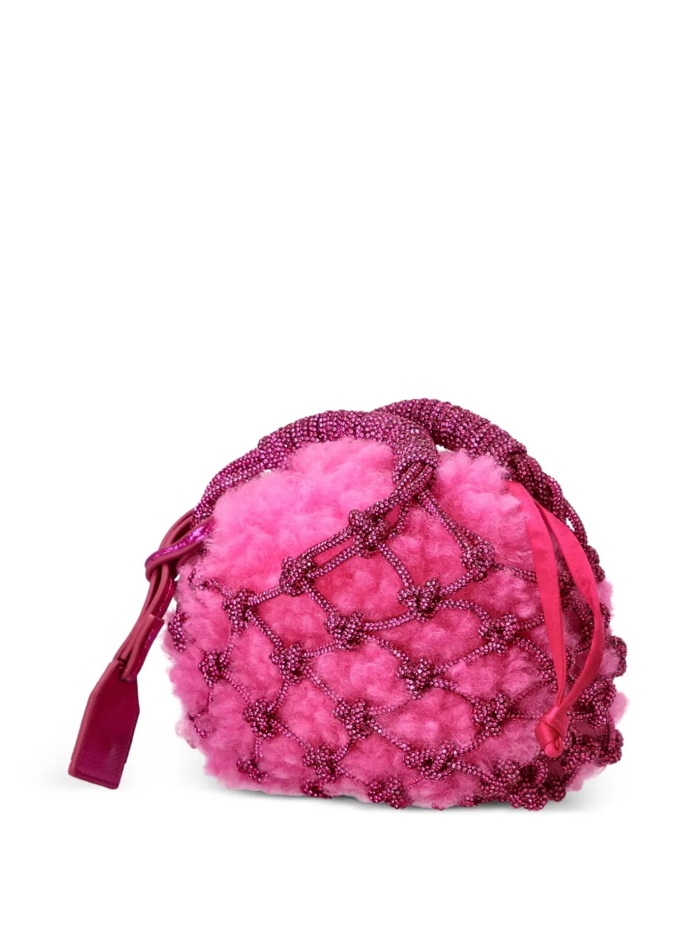 Kurt Geiger Small Macrame Crystal Tote Bag In Pink
