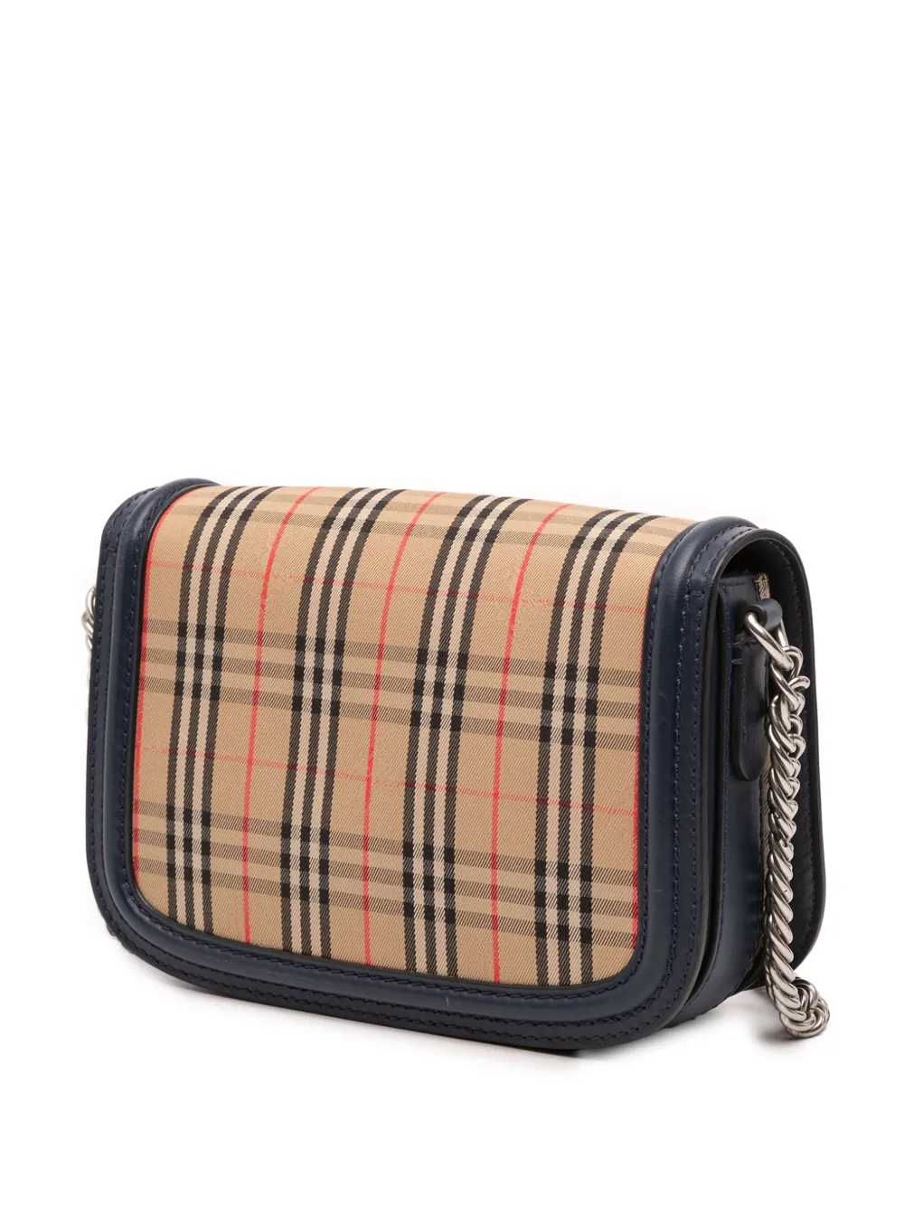 Pre-owned Burberry 2000-2017 Haymarket Check Canvas 1983 Link Flap Shoulder Bag In Blue