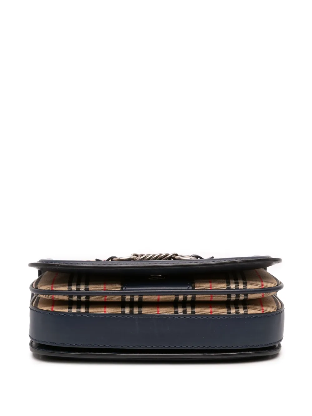 Pre-owned Burberry 2000-2017 Haymarket Check Canvas 1983 Link Flap Shoulder Bag In Blue