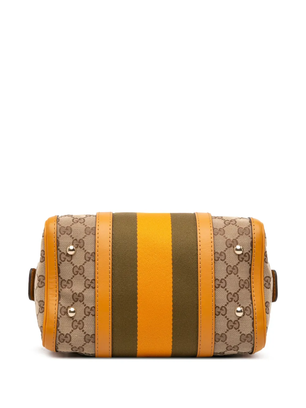 Pre-owned Gucci 2016-2025 Small Gg Canvas Web Joy Boston Bag Satchel In Brown