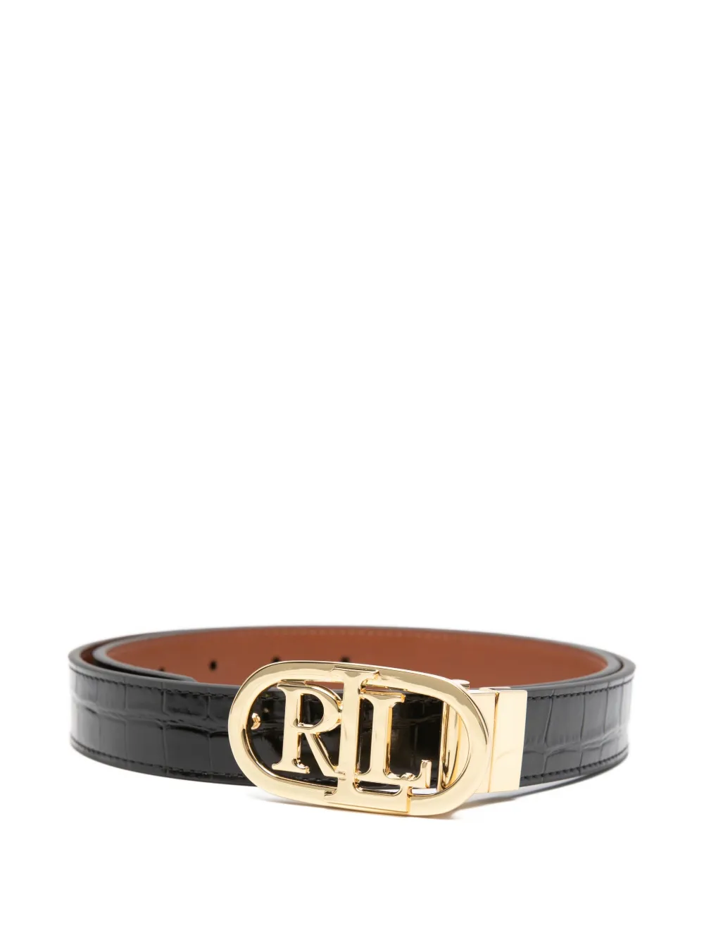 Ralph Lauren Leather Logo-detail Buckle Belt In Black