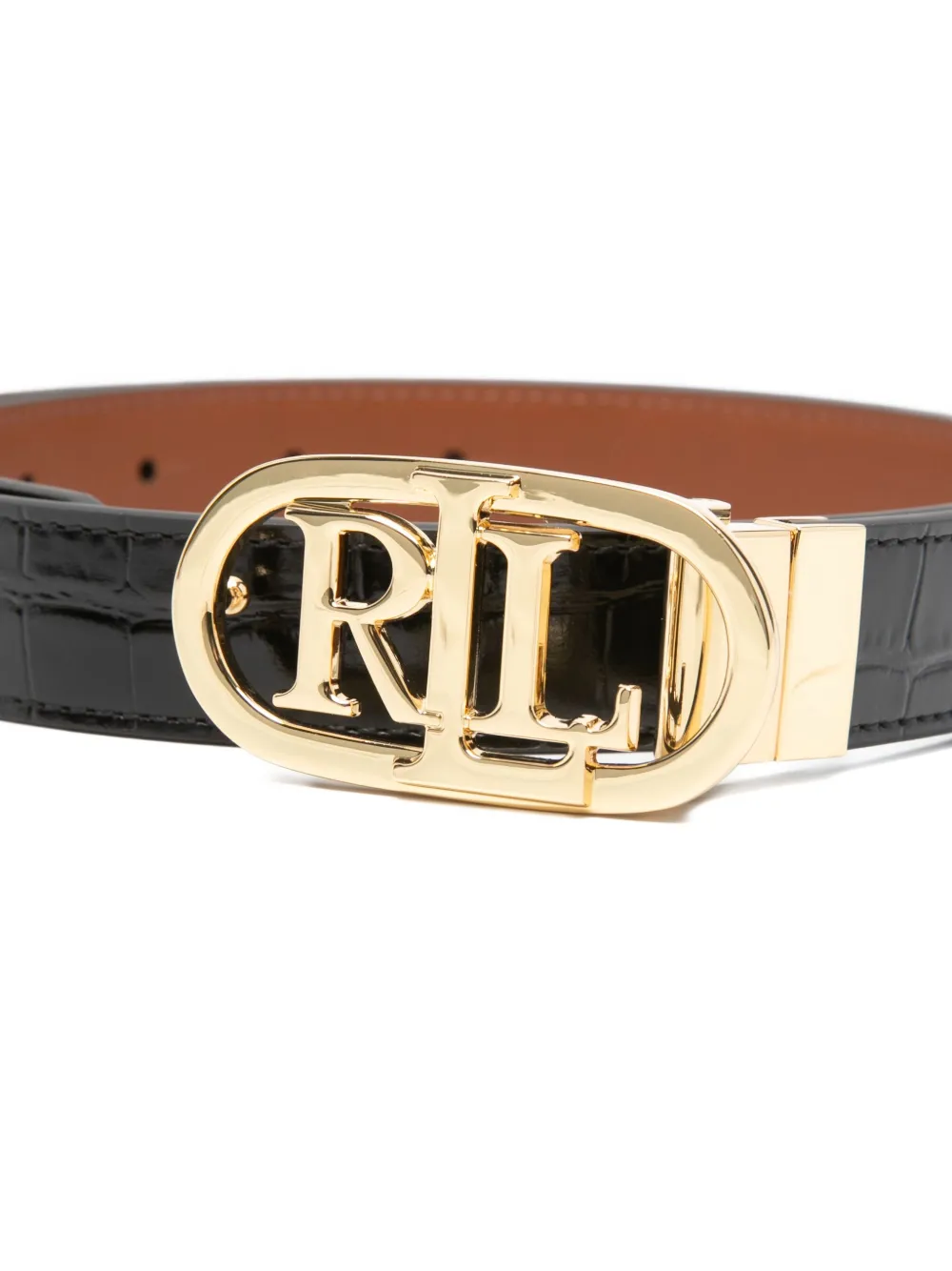 Ralph Lauren Leather Logo-detail Buckle Belt In Black