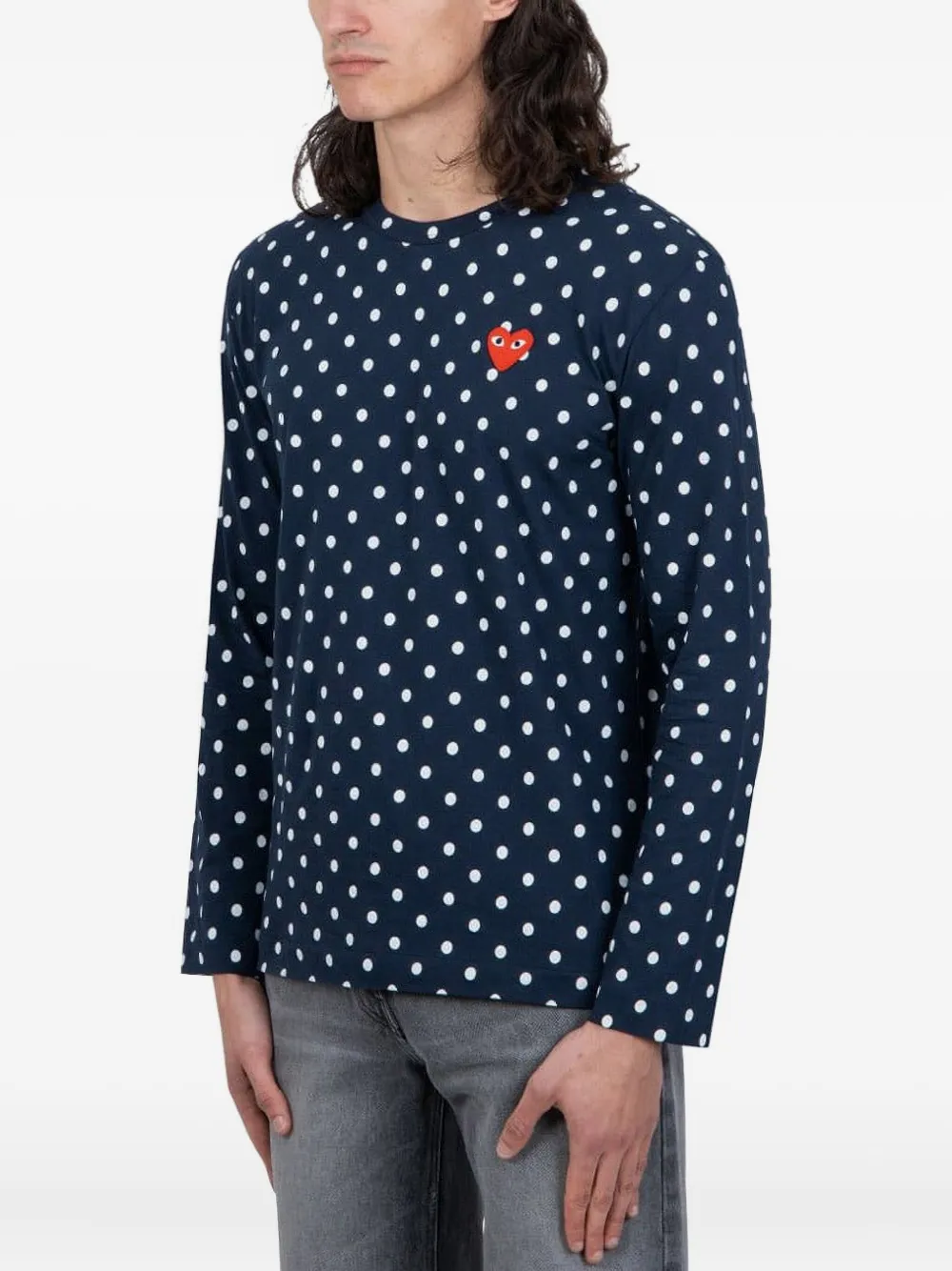 Comme des Garçons Homme polka-dot long-sleeve t-shirt - Blauw