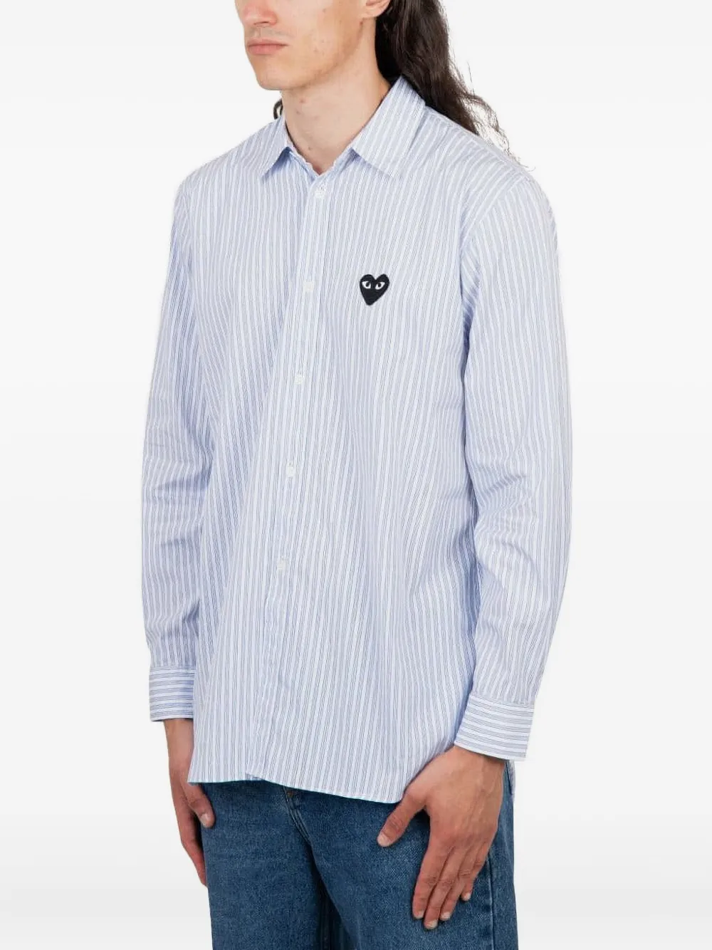 Comme des Garçons Homme Overhemd met streep applicatie - Blauw