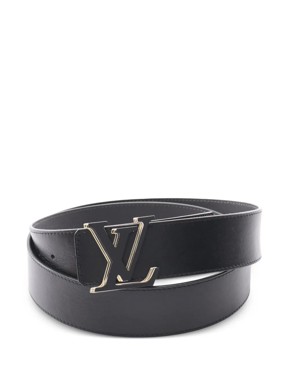 Pre-owned Louis Vuitton 2022 Leather Lv Optic Reversible Belt In Black
