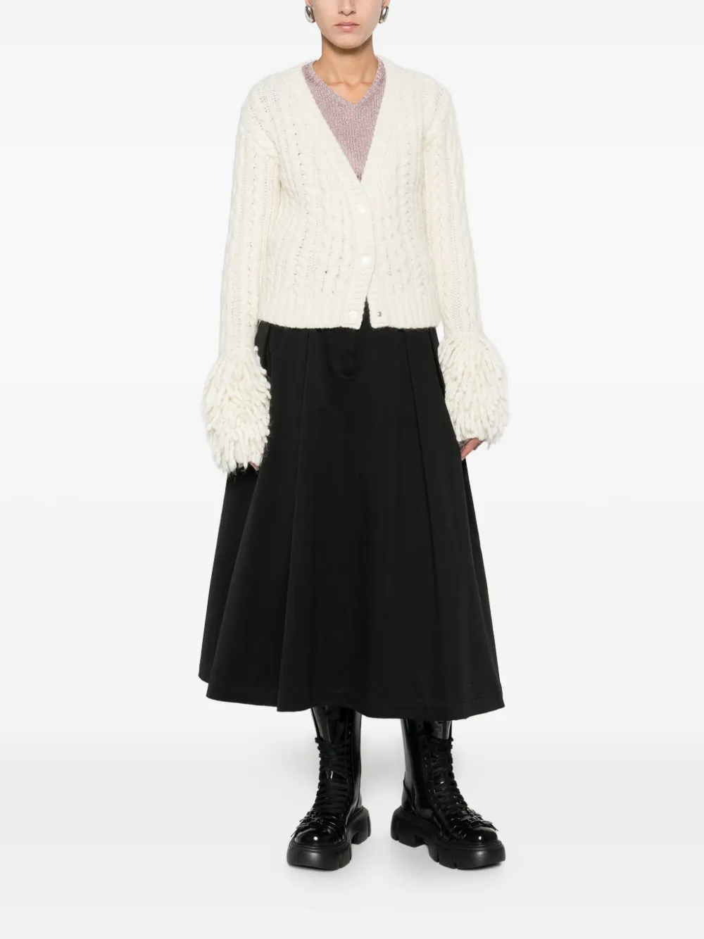 Moncler Alpaca Wool-blend Cardigan In Neutral