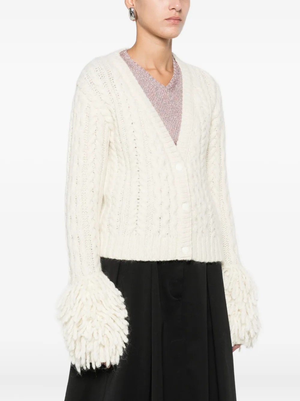 Moncler Alpaca Wool-blend Cardigan In Neutral