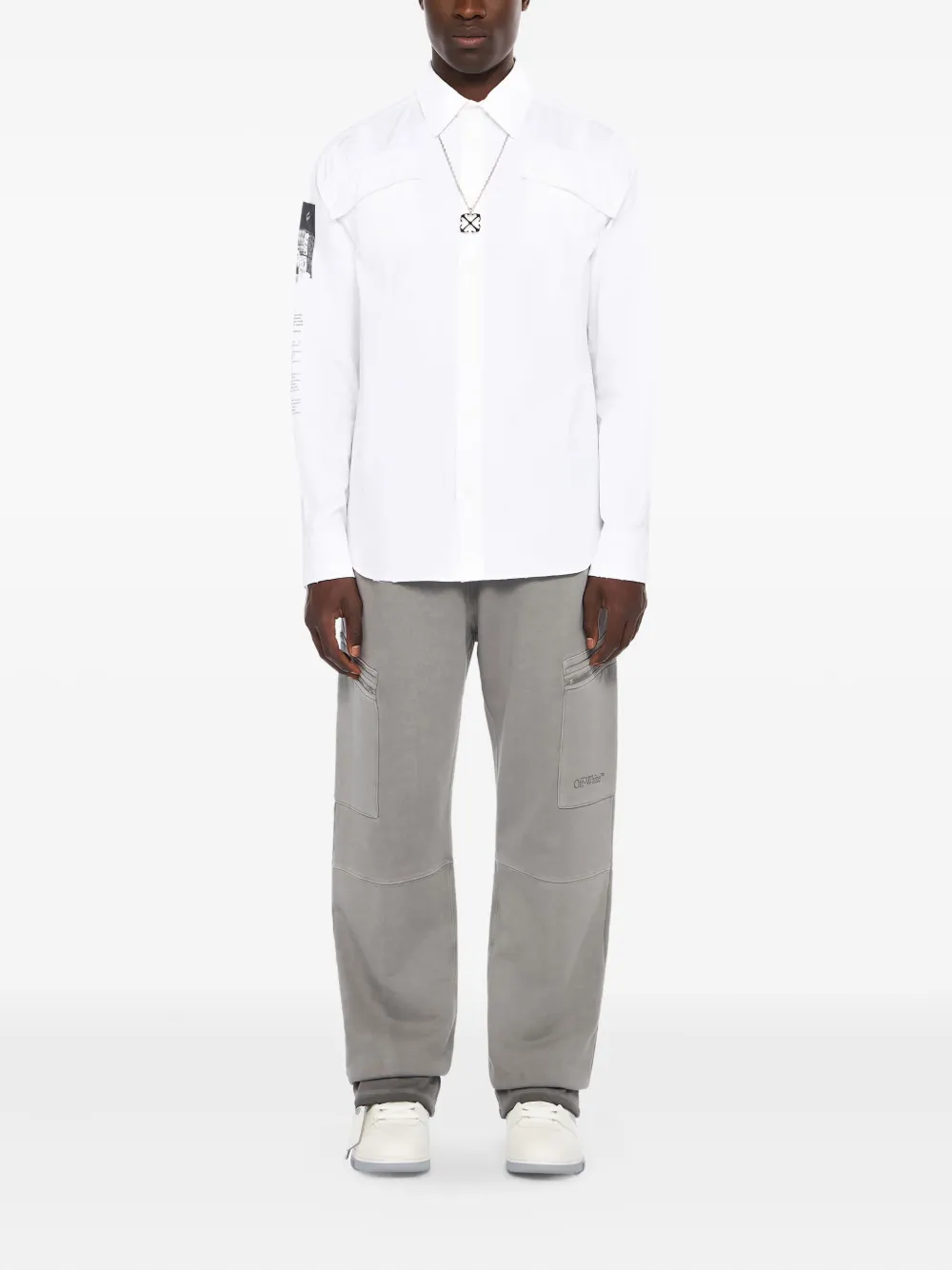 Off-White emblem poplin military shirt - Wit