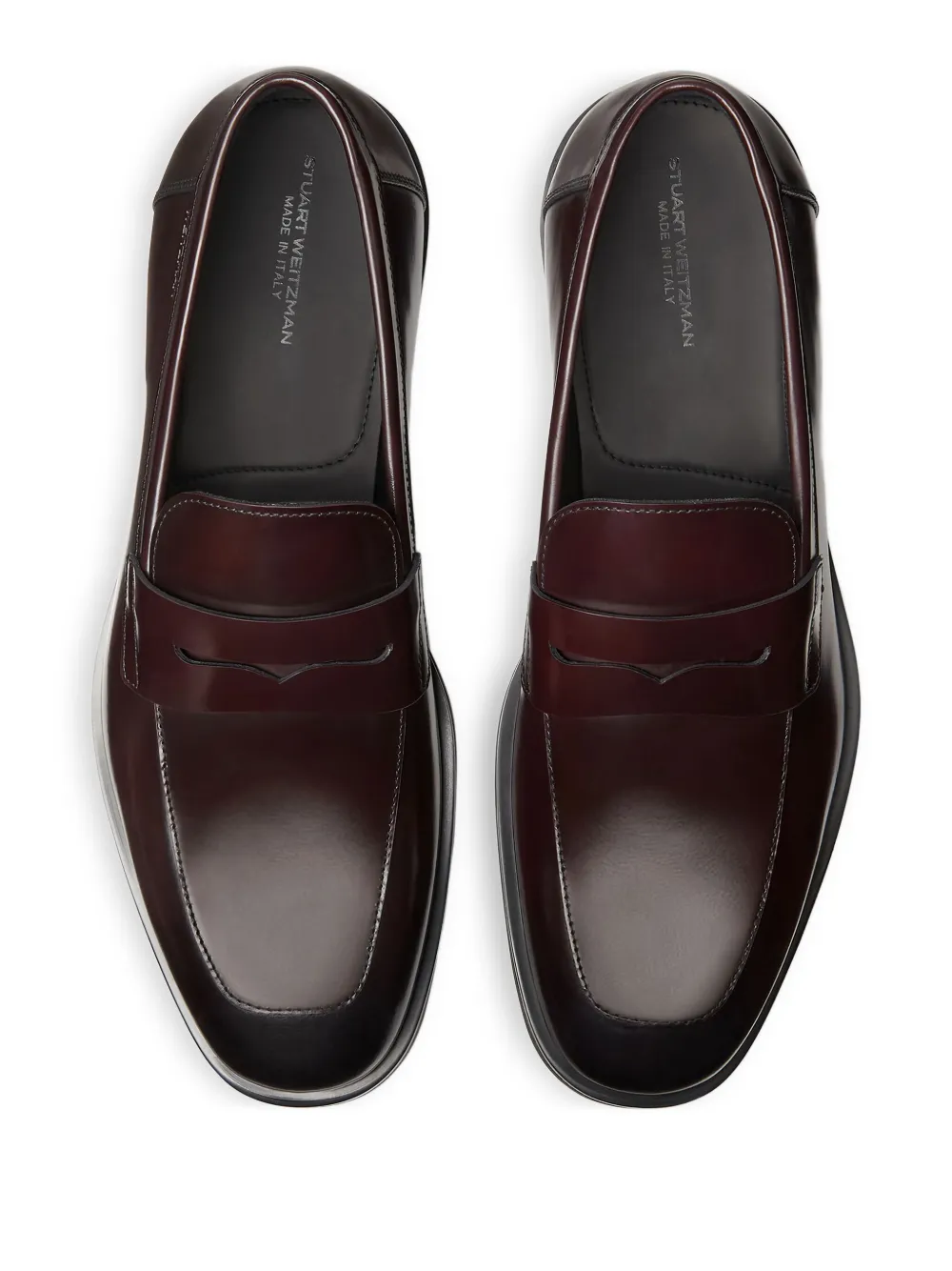 Stuart Weitzman SW Clup Classic Penny loafers met vierkante neus Bruin
