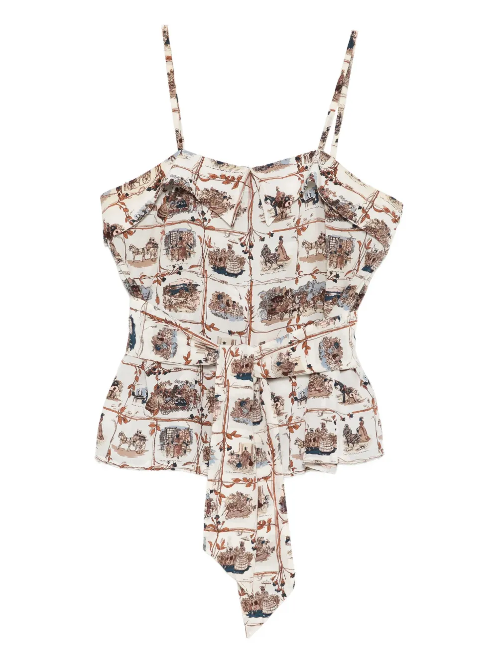 Hermès Pre-Owned top de seda La Comtesse de Segur 1982 | marrón | Image 1
