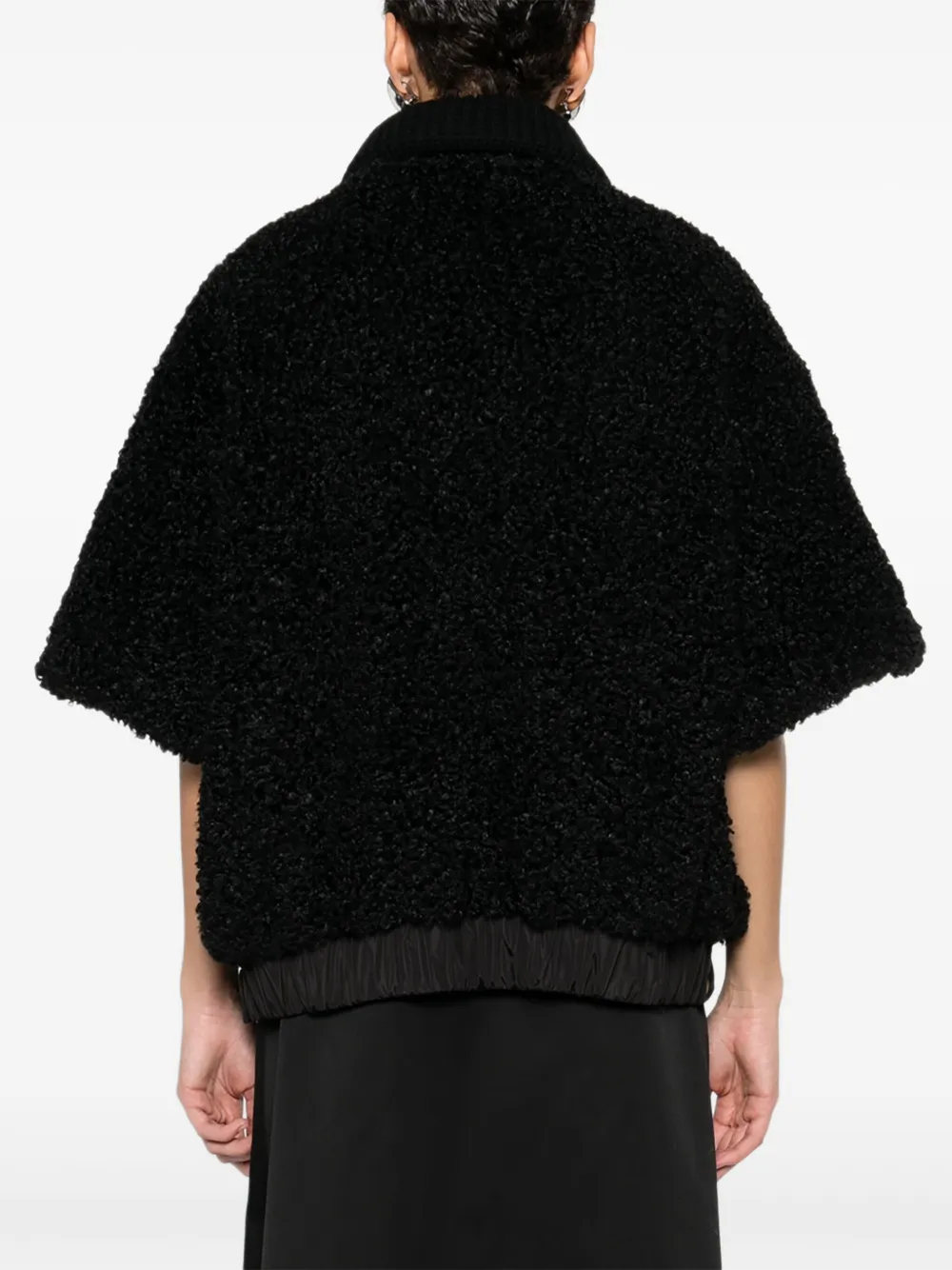 Moncler Jack met dubbele kraag en hoge kraag Zwart