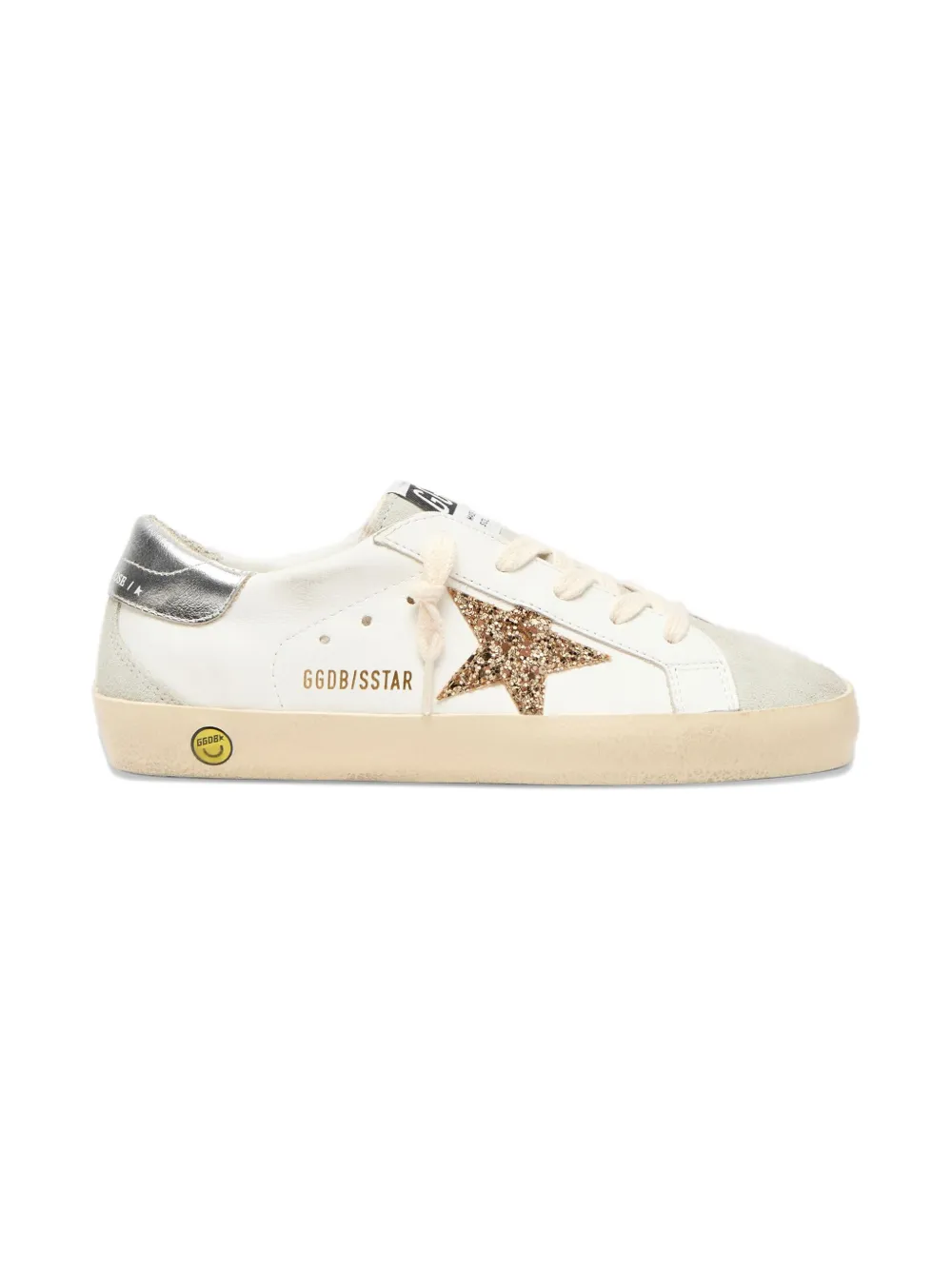 Golden Goose Leren sneakers met glitters en ster Wit