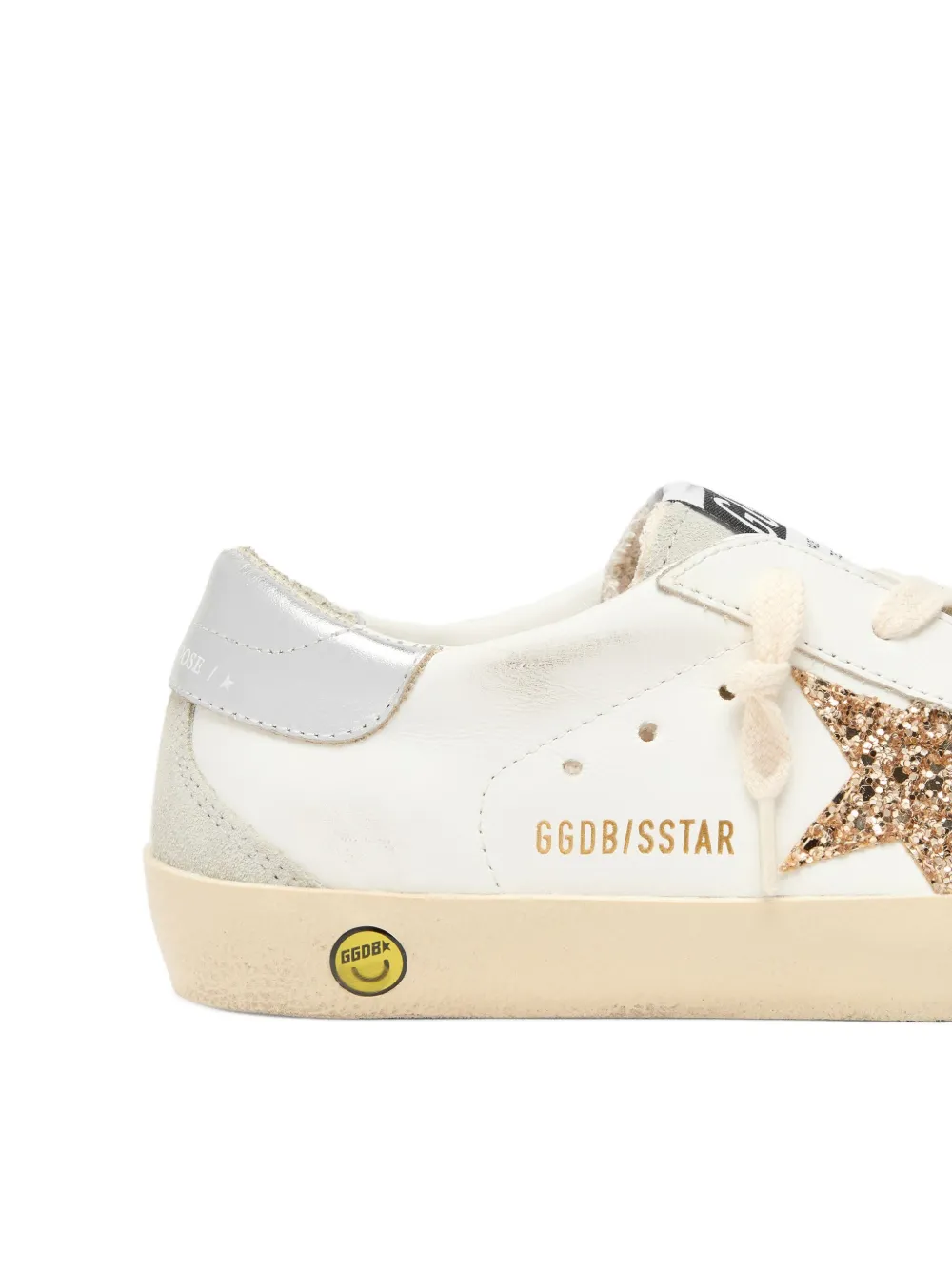 Golden Goose Leren sneakers met glitters en ster Wit