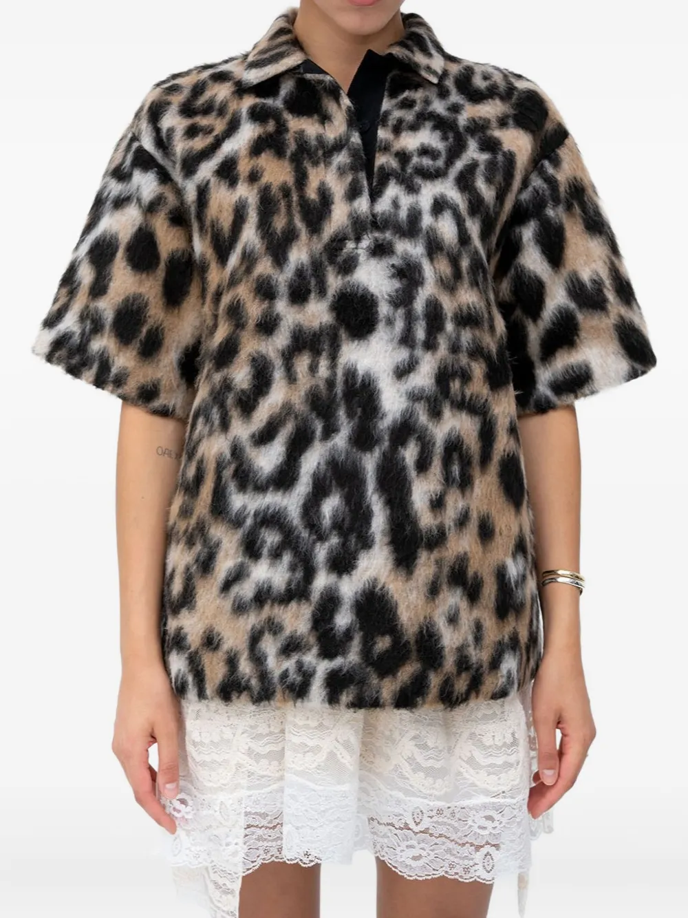 N°21 Leopard-effect Polo Shirt In Brown