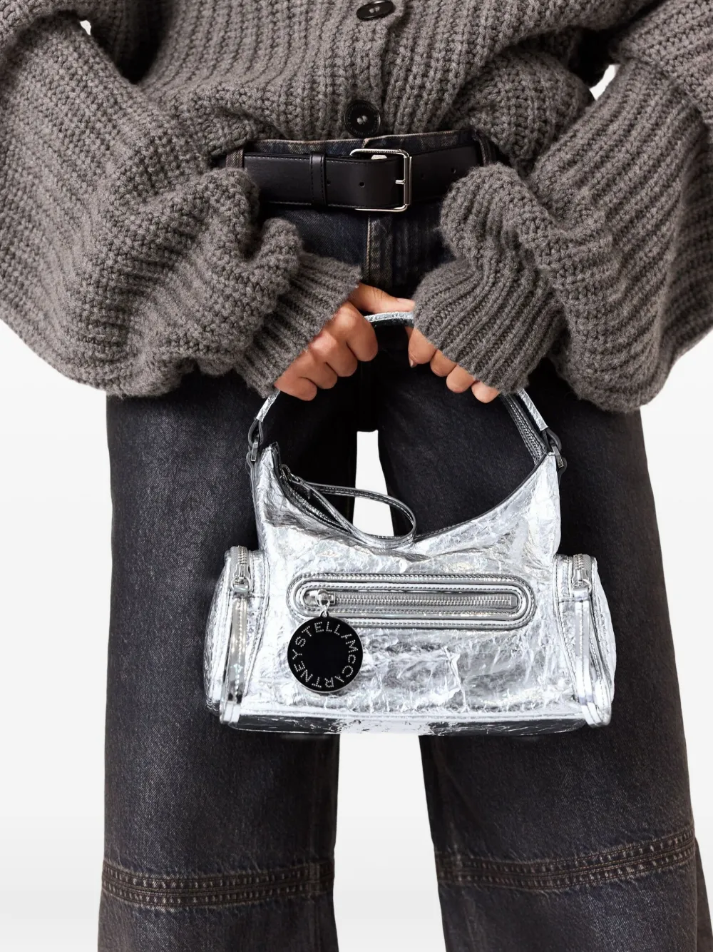 Stella Mccartney Dartmoor Zip Pocket Tote Bag In Silver
