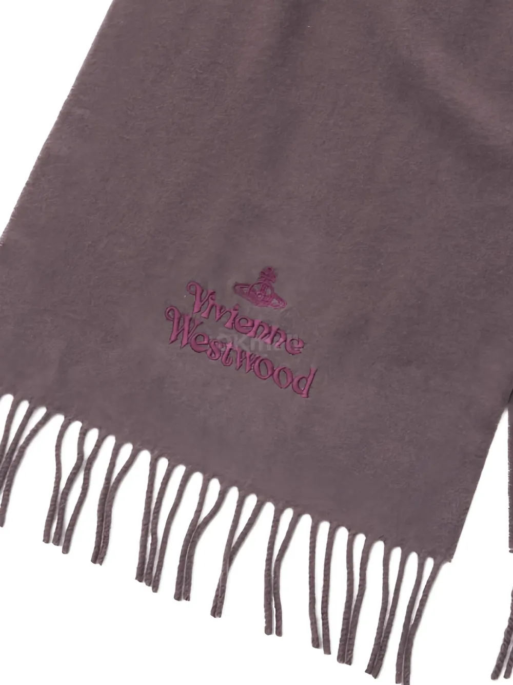 Vivienne Westwood embroidered fringed scarf - Bruin