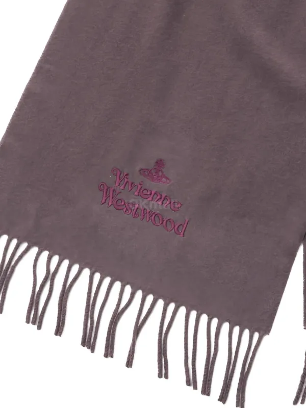 Vivienne Westwood Embroidered Fringed Scarf | Brown | FARFETCH