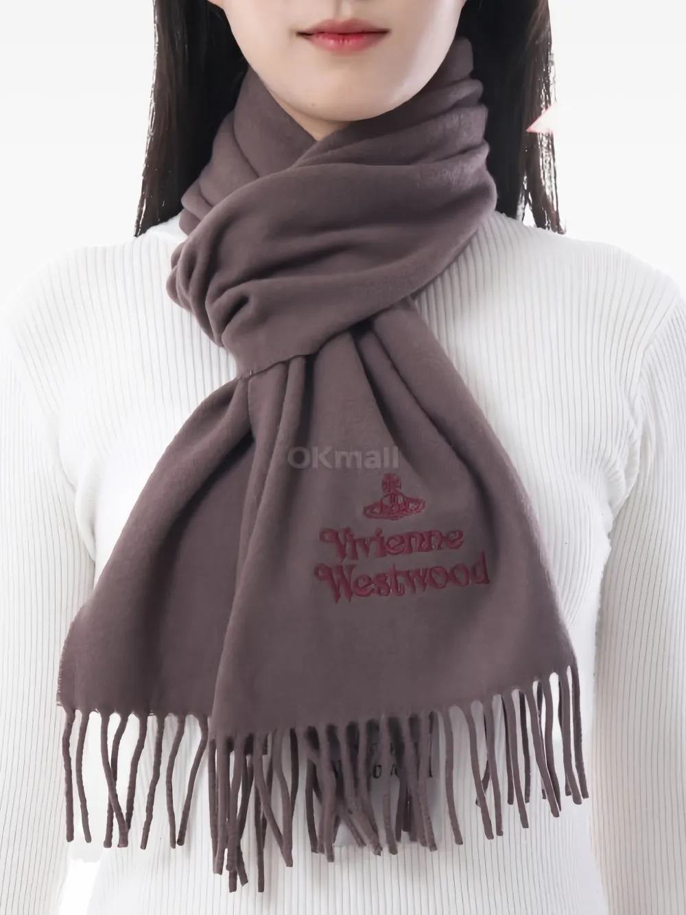Vivienne Westwood Embroidered Fringed Scarf | Brown | FARFETCH