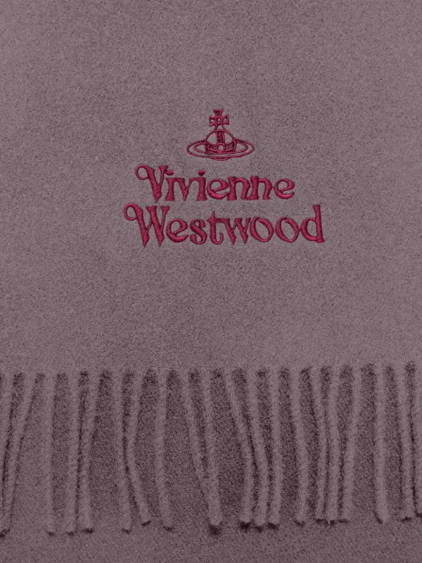 Vivienne Westwood Embroidered Fringed Scarf | Brown | FARFETCH