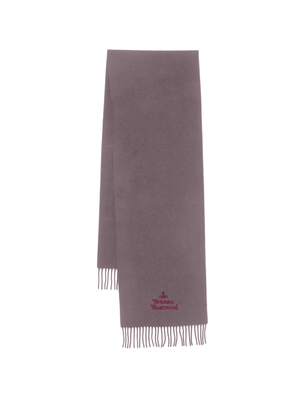Vivienne Westwood embroidered fringed scarf - Marrone