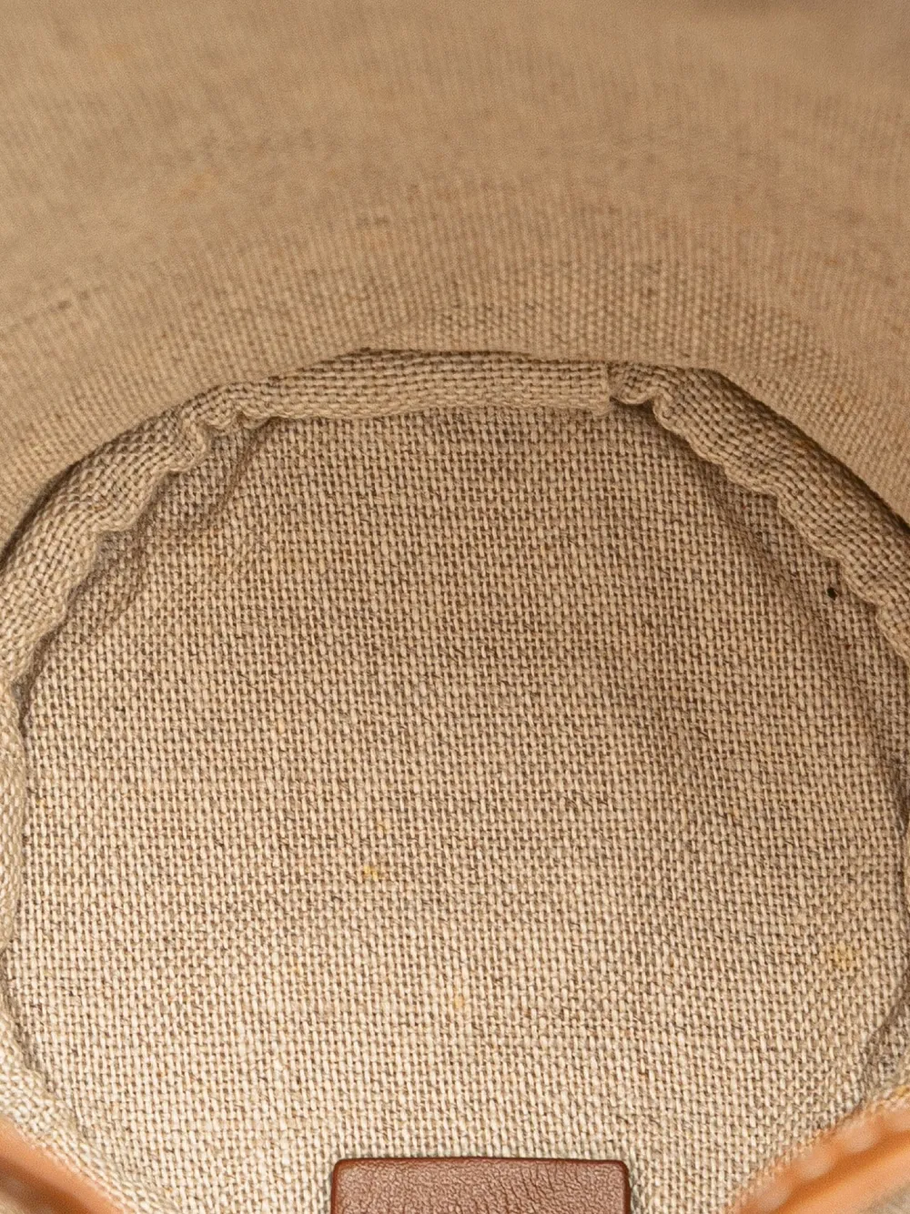 Pre-owned Celine 2020 Micro Triomphe Embroidered Canvas Drawstring Bucket Bag In Brown