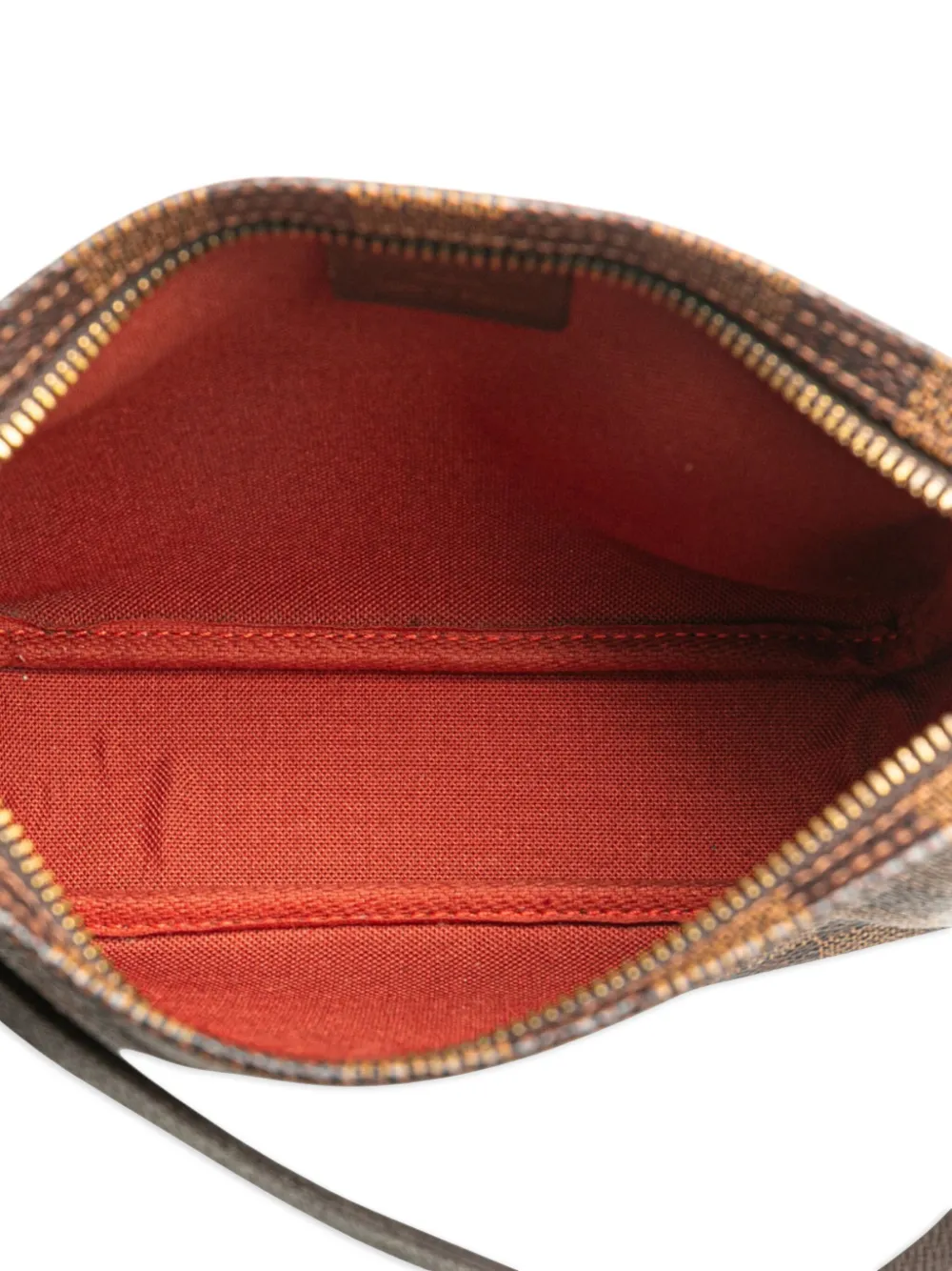 Pre-owned Louis Vuitton 1998 Damier Ebene Trousse Pochette Handbag In Brown