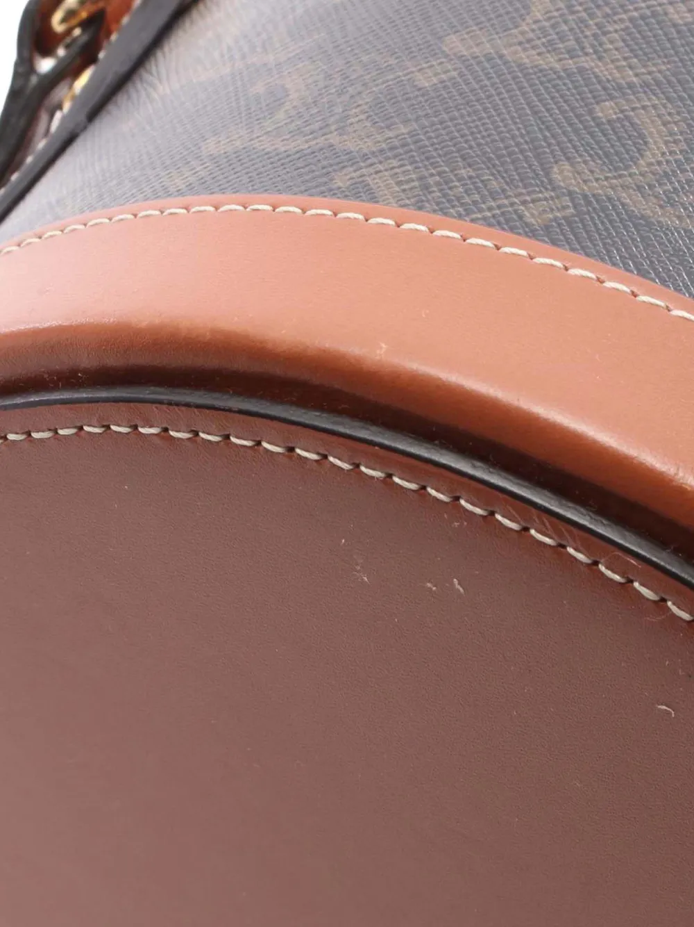 Pre-owned Celine 2021-2025 Medium Triomphe Tambour Shoulder Bag In Brown