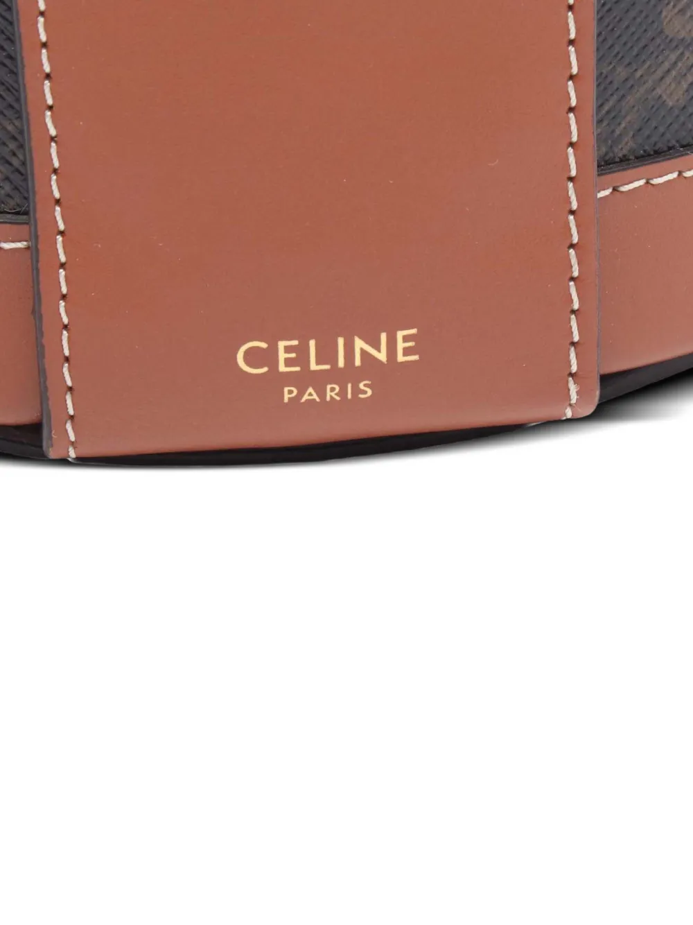 Pre-owned Celine 2021-2025 Medium Triomphe Tambour Shoulder Bag In Brown