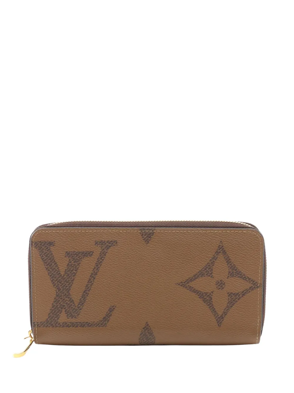 Pre-owned Louis Vuitton 2021-2025 Monogram Giant Reverse Zippy Wallet Long Wallets In Brown
