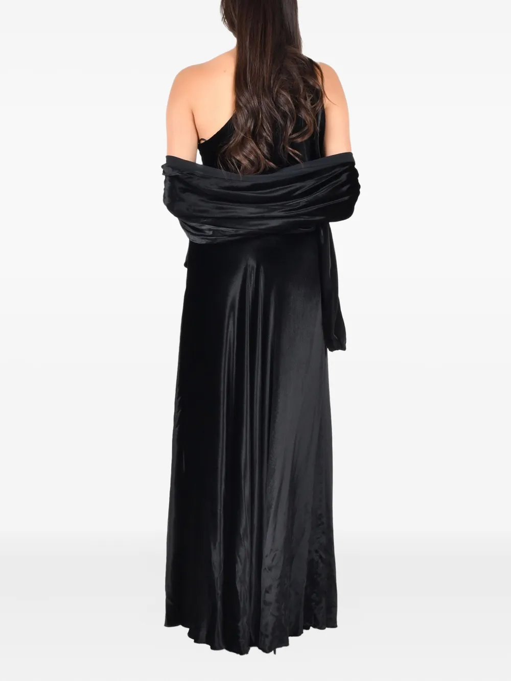 Alberta Ferretti asymmetric maxi dress - Zwart