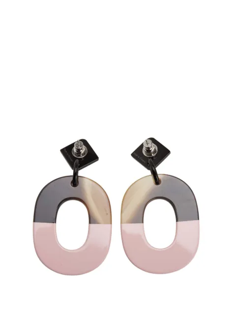 Hermès Pre-Owned 2010-2020 Palladium Plated Buffalo Horn and Lacquered Wood Isthme Earrings costume earrings