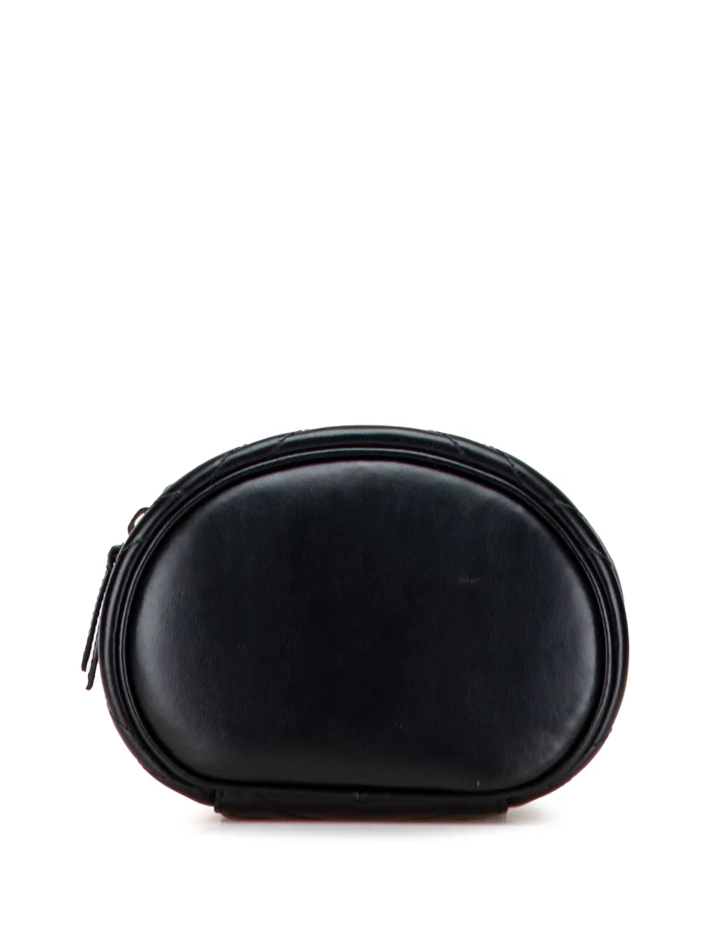 Pre-owned Gucci 2016-2025 Mini Gg Marmont Round Matelasse Leather Vanity Bag In Black