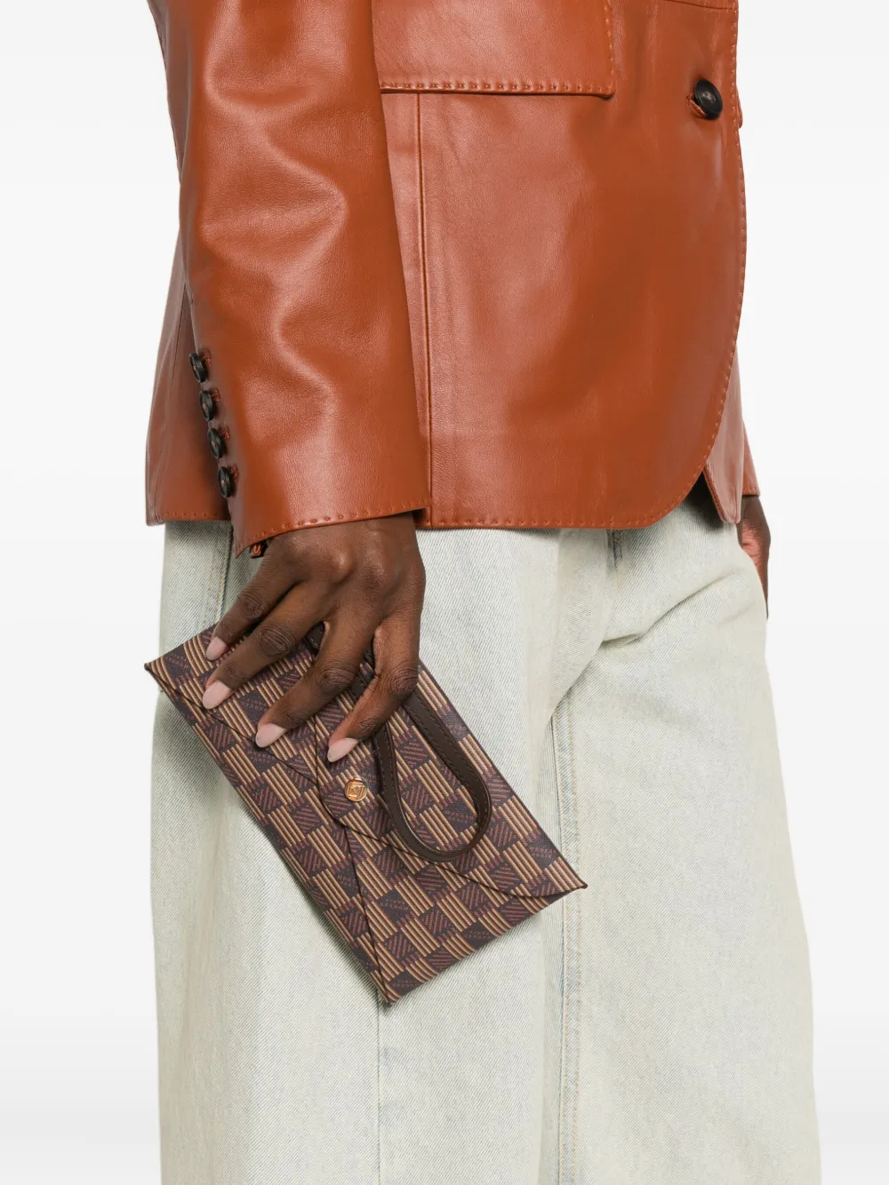 Moreau geometric-pattern clutch bag - Bruin