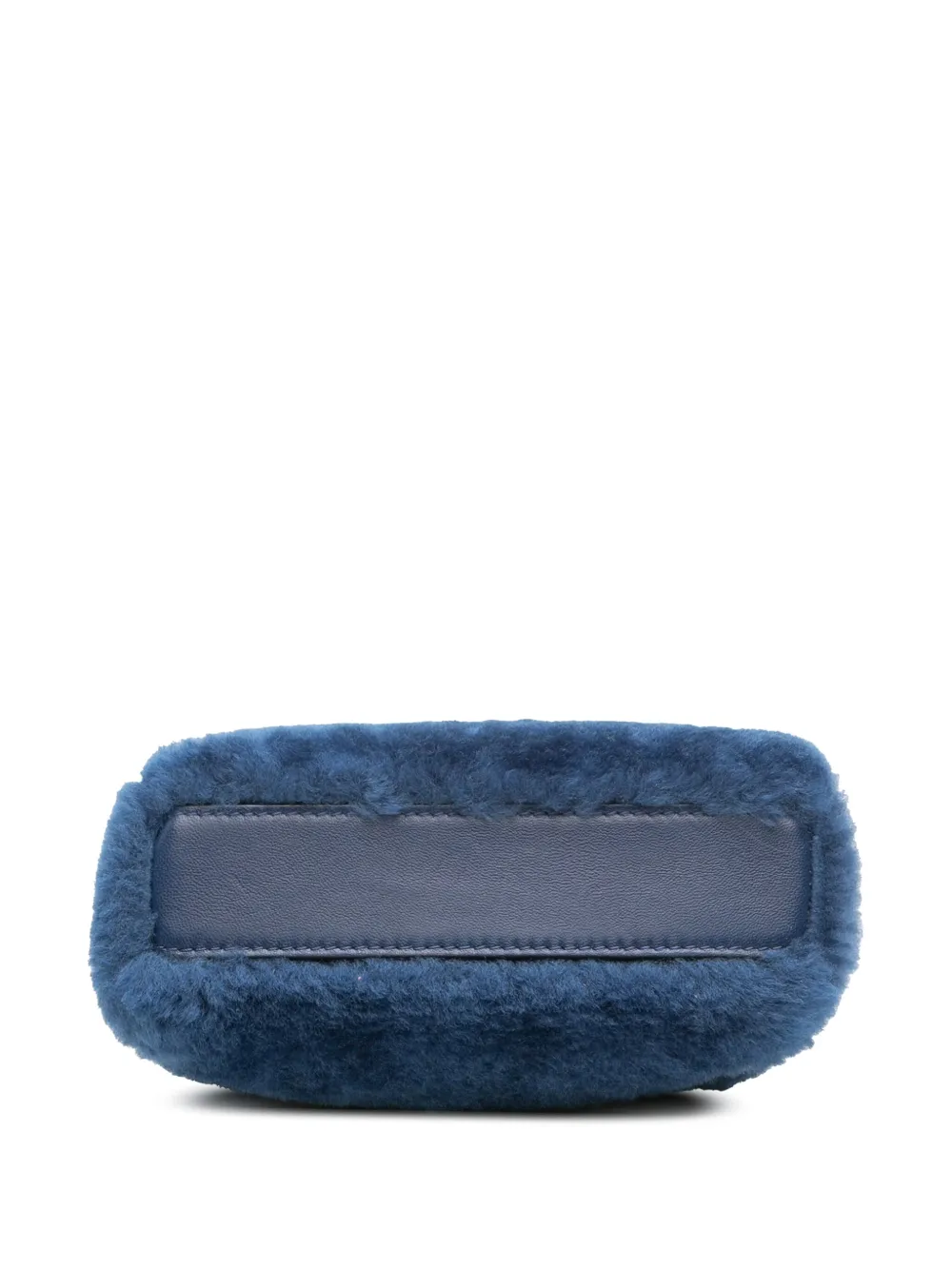 Pre-owned Fendi 2010-2025 Micro Shearling Peekaboo Satchel In Blue