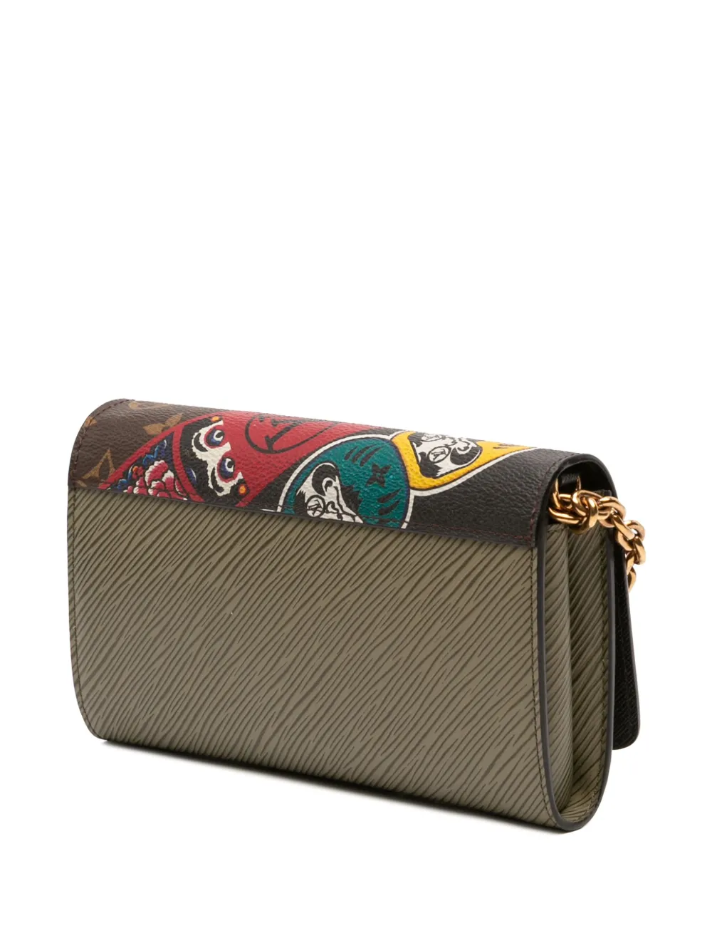 Pre-owned Louis Vuitton 2017 Kansai Yamamoto Monogram And Epi Kabuki Twist Wallet On Chain Crossbody Bag In Brown