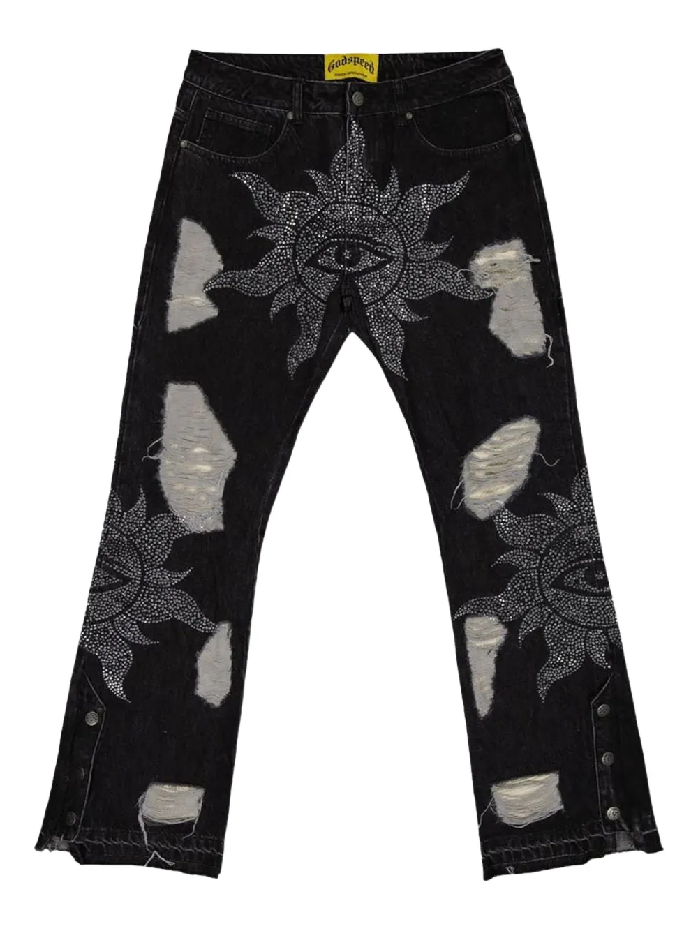 GODSPEED Crystal Vizion distressed jeans - Nero