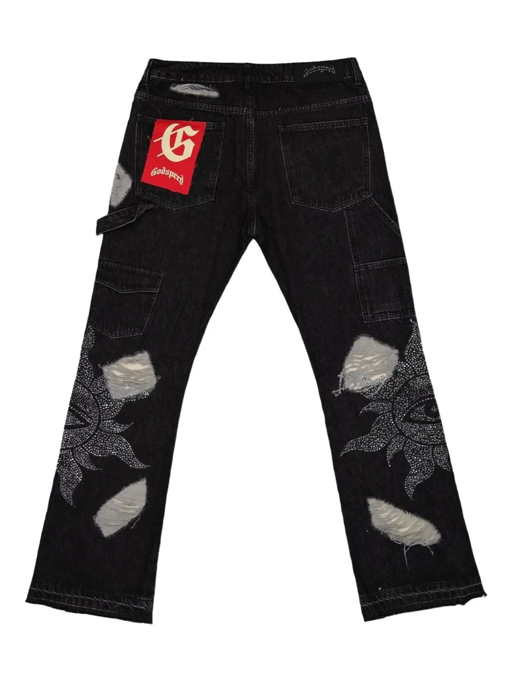 GODSPEED Crystal Vizion distressed jeans - Zwart